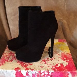 Black suede booties